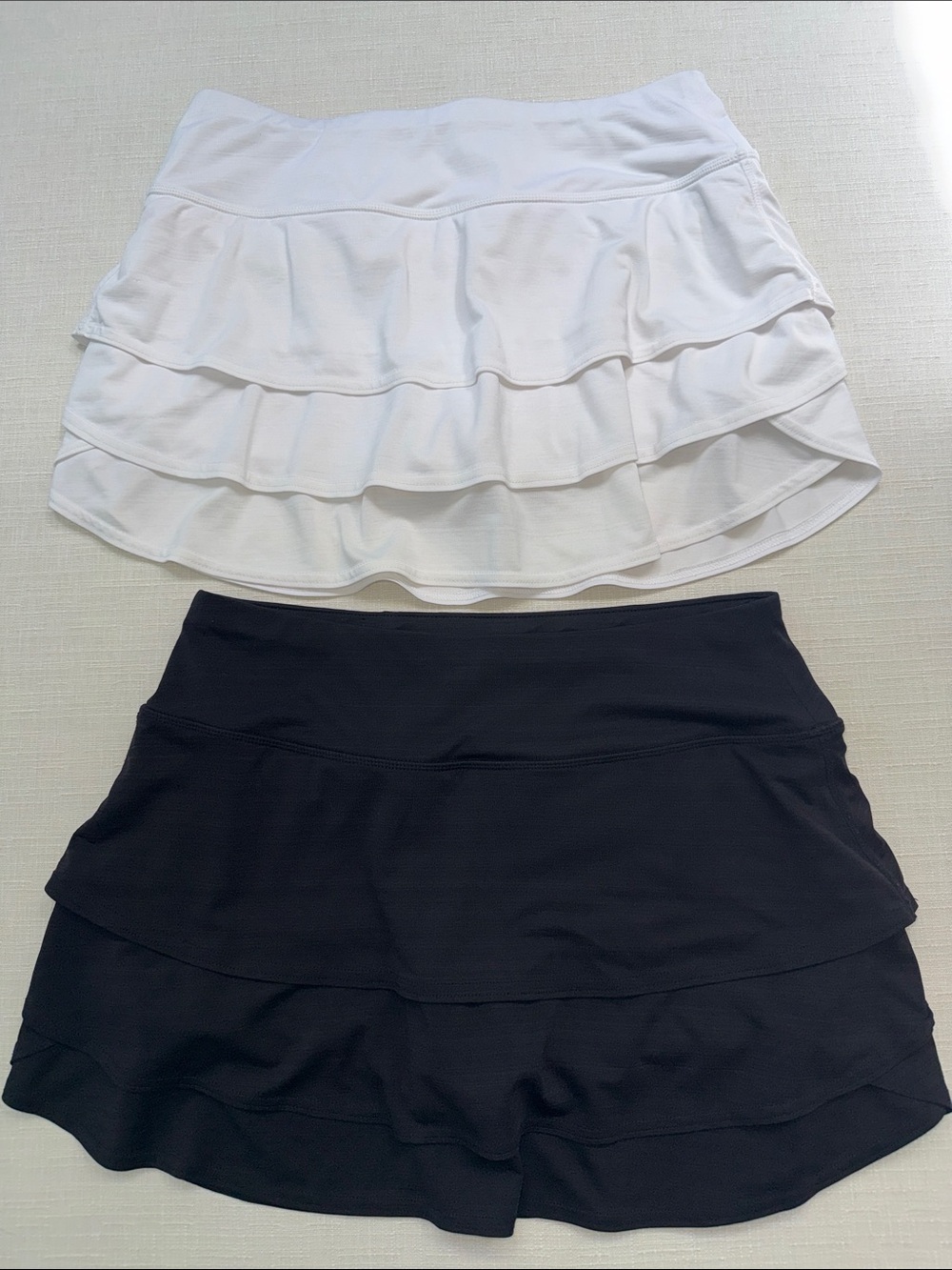 2 Athleta Ruffle Layered Skirt - White and Black